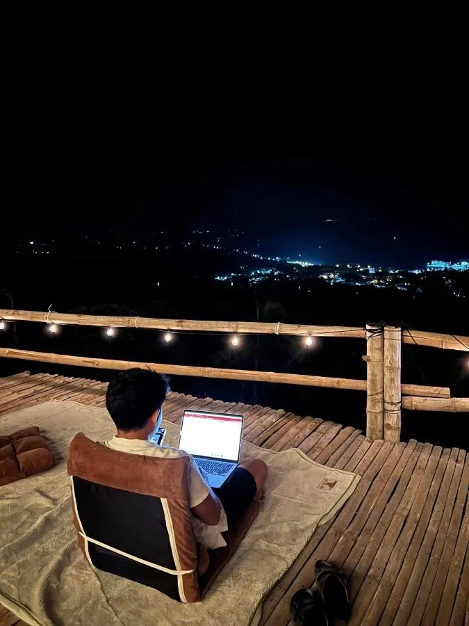 Working late on the deck